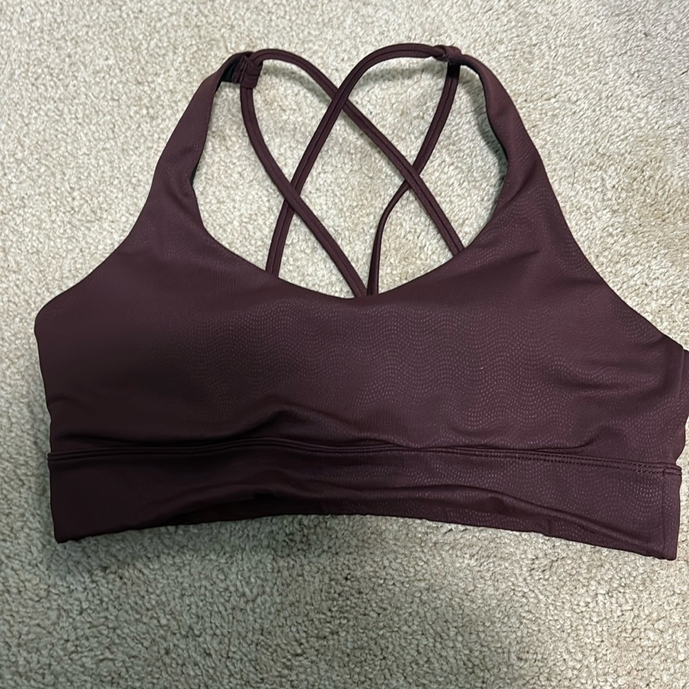 ZYIA Purple Sports Bra with Strappy Back and Stretchy Fit
